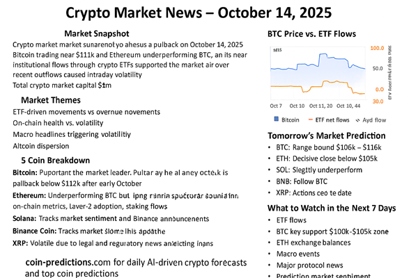 Crypto Market News – October 14, 2025 Bitcoin, Ethereum, and Top Altcoin Predictions