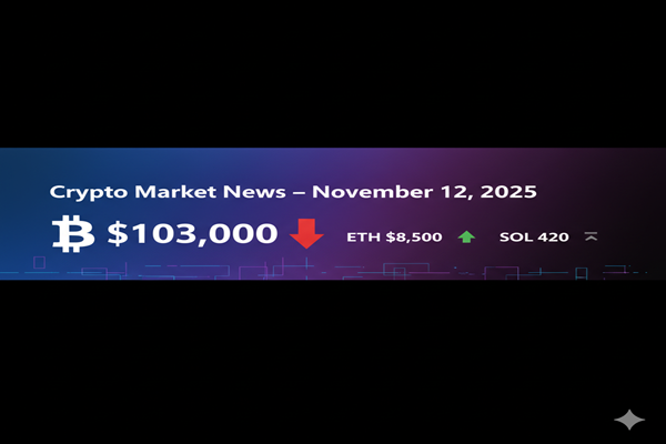 Crypto Market News for November 12, 2025 Bitcoin Consolides Near $103K Amid Regulatory Hopes & Rotating Flows